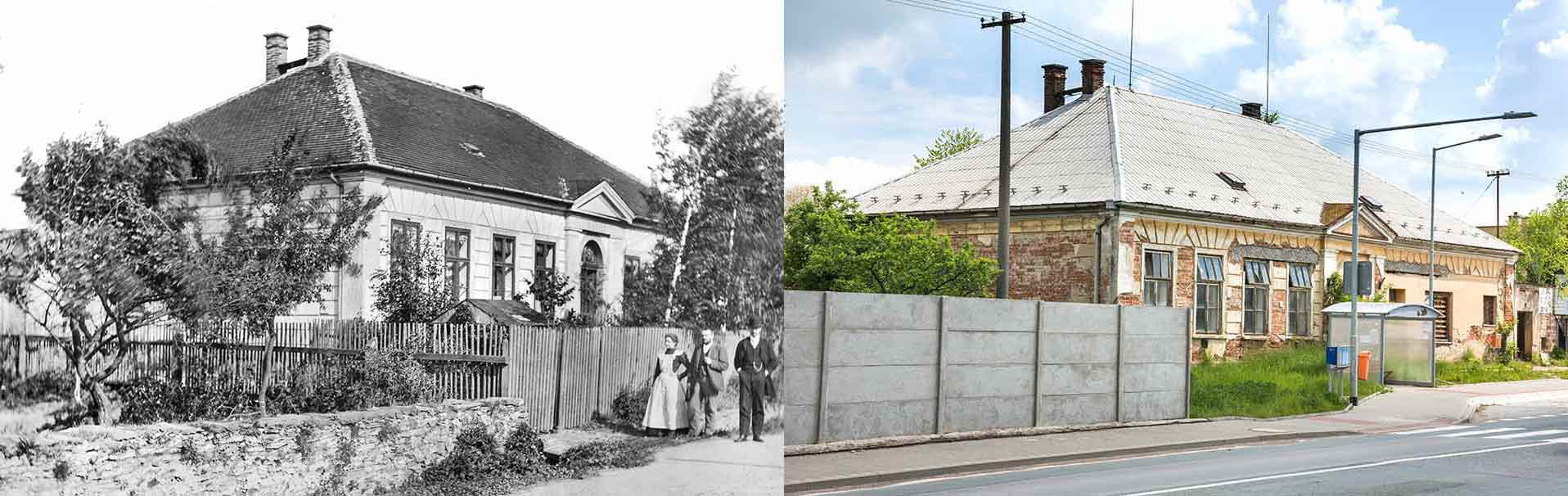 Lhota pod Přeloučí, obecná škola, postavena 1890 a dnešní podoba